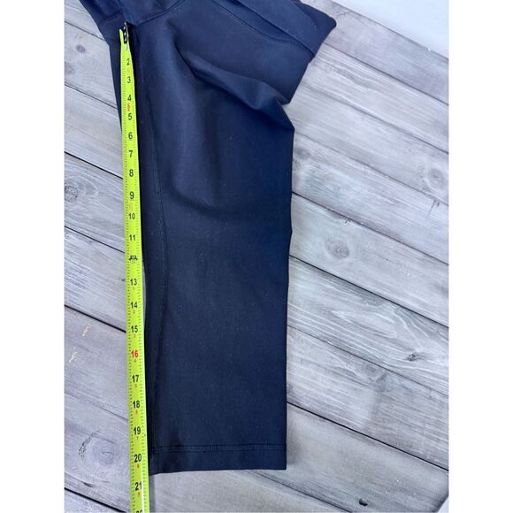 Lululemon Fold Over Waist Y2K  Black Crop Leggings Size Medium - Picture 4 of 7
